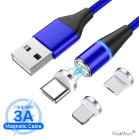 Magnetische oplaad & data kabel - 2m - 3 in 1 Lightning/Type-C/Micro