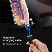 Magnetische oplaad & data kabel - 1m - 3 in 1 Lightning/Type-C/Micro