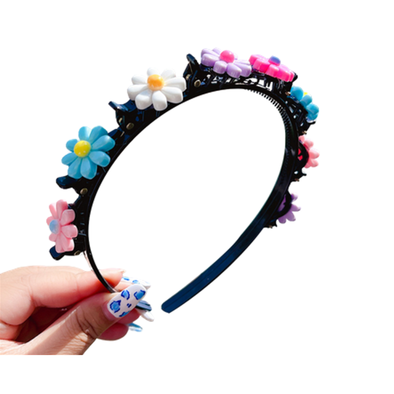 Diadeem met clips - Gekleurde Bloemen