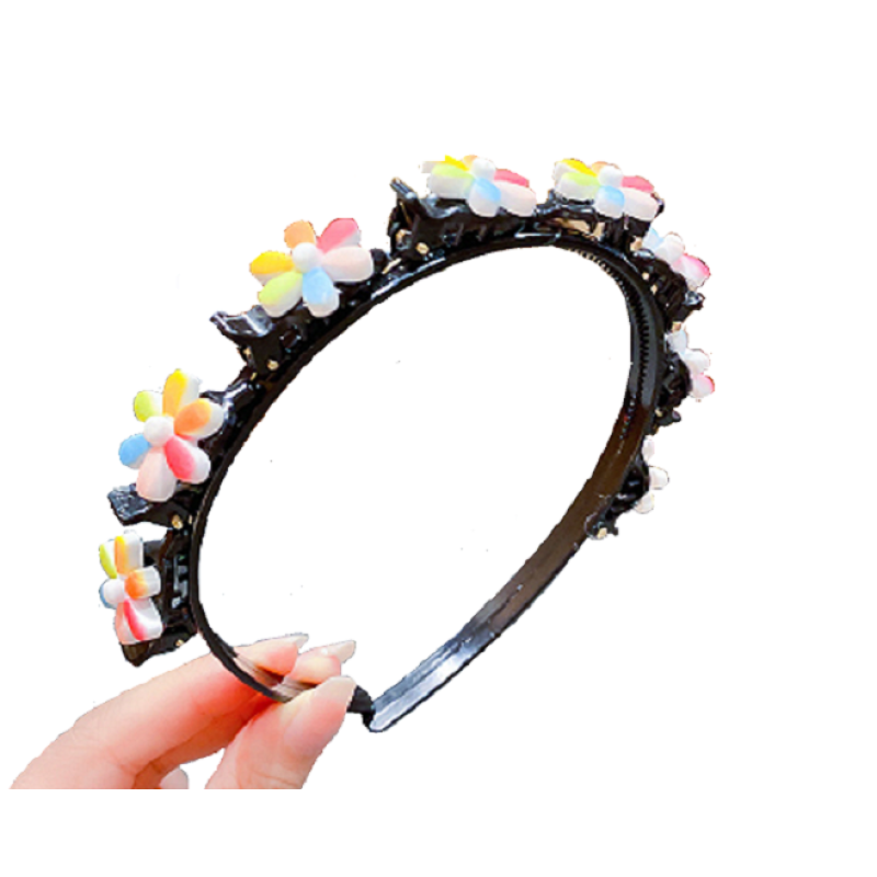 Diadeem met clips - Regenboog Bloemen