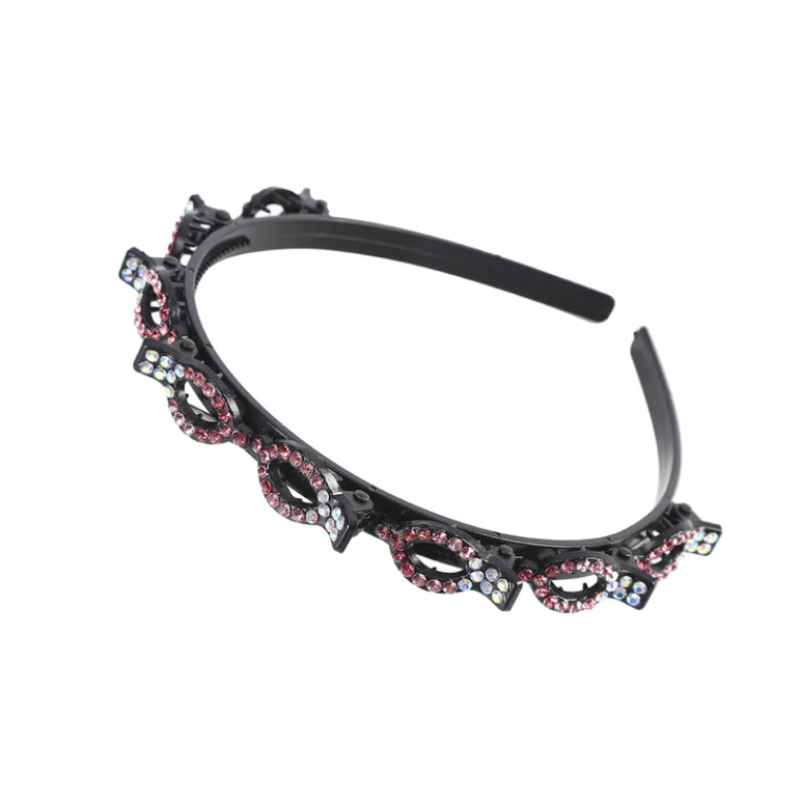 Diadeem met clips en Strass steentjes - Roze