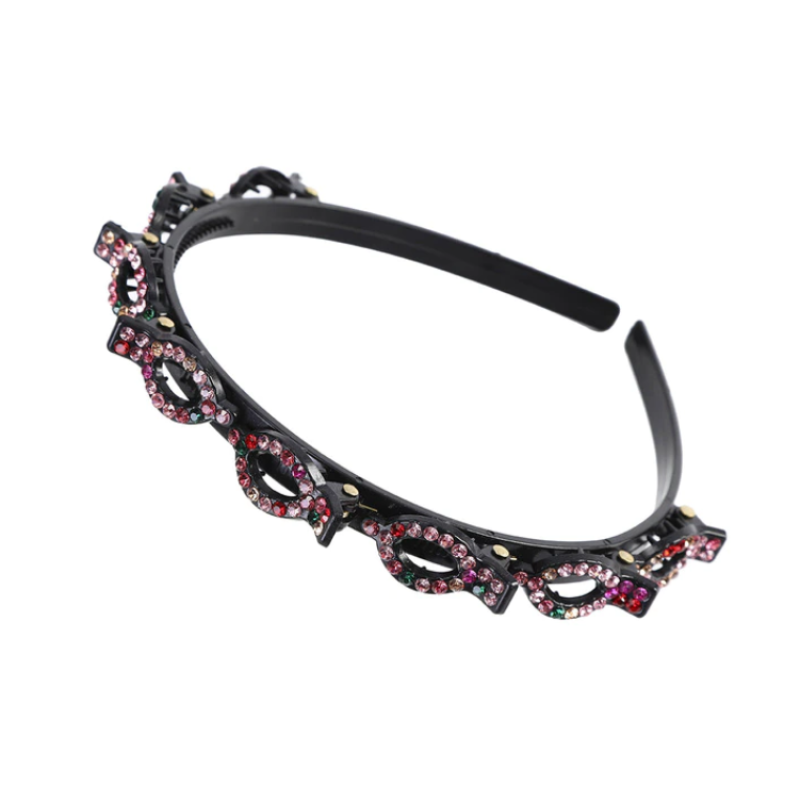 Diadeem met clips en Strass steentjes - Regenboog