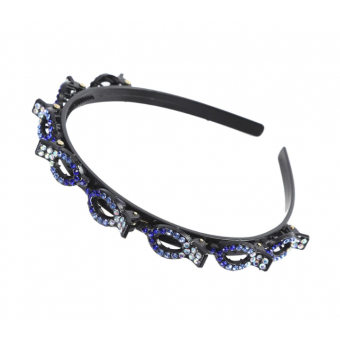 Diadeem met clips en Strass steentjes - Blauw