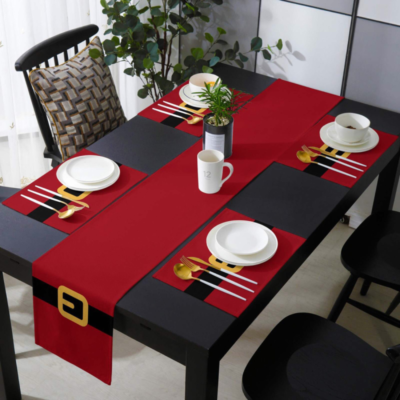 Tafelloper met placemats - Santa Claus