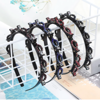 Diadeem met clips en Strass steentjes - Regenboog